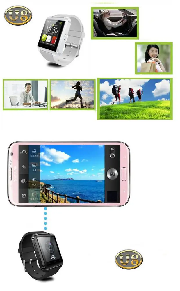 Multi-language U8 Bluetooth Smart Wrist Watch Phone Mate For Android IOS Iphone 6 /6s Samsung LG Huawei XIAOMI Lenovo Phone