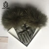 2018 Chinese factory real leather long fingerless gloves with real raccoon fur