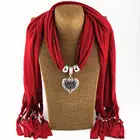 Fashion national wind tassel hollow double-sided peach heart wholesale pendant jewelry scarf,women scarf with pendant