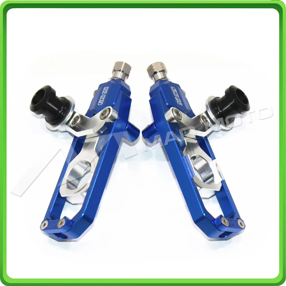 Motorcycle Chain Tensioner Adjuster with paddock bobbins fit for HONDA CBR 1000 RR CBR1000RR 2004 2005 2006 2007 Blue & Silver (3)