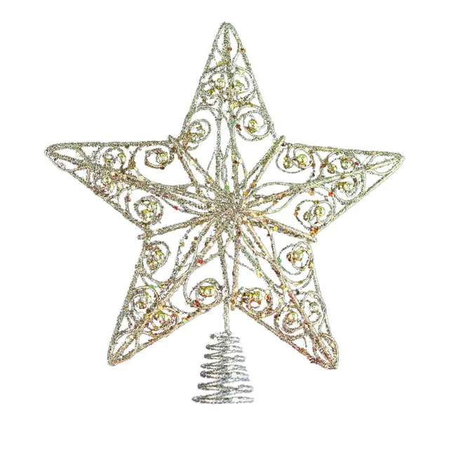 2015 new design decorative gold metal christmas star tree topper