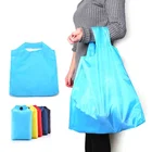 Portable recycled polyester nylon reusable foldable shopping bag