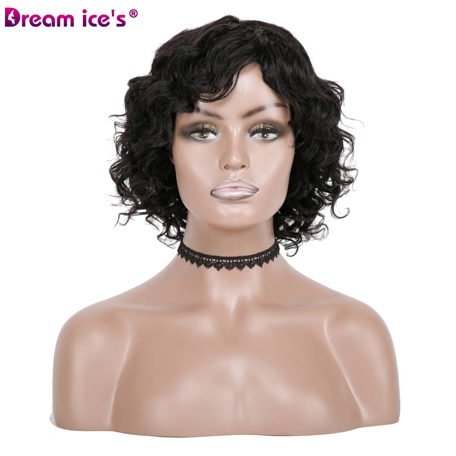 Dream.Ice's 100% Brazilian Virgin Remy short curly human hair wig for African American Women Cheap Human Hair Wigs