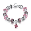 European DIY Pink Crystal Bead Bracelet Crystal Ball Pendant Snake Chain Bracelet