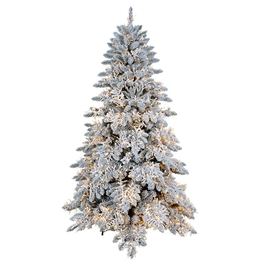 snowing flocked pine needle christmas tree with xmas christmas