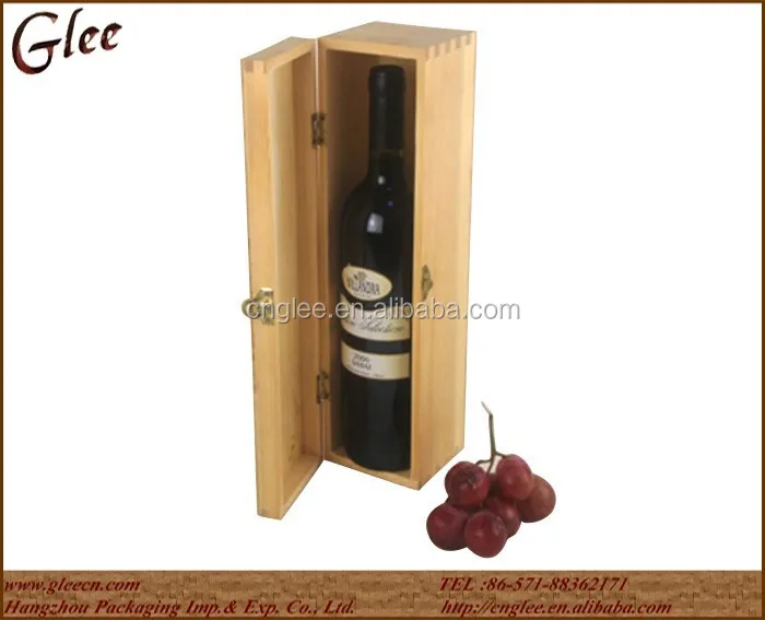 cheap household single wooden wine box with hinged lid