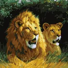 GZ233- 40*50 realistic lion art diamond painting for lion mother and lion baby pattern