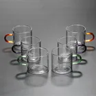 80ml clear borosilicate glass small tea cup coffee expresso mini cups with saucers