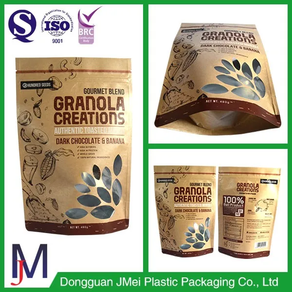 dried mushroom packaging brown kraft paper food bag with big