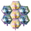 18inch hexagon Spanish Feliz cumpleanos print foil balloon for happy birthday birthday party decoration