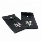 Hot sale black envelope Velvet jewelry watch Pouch Button Closure packaging bag