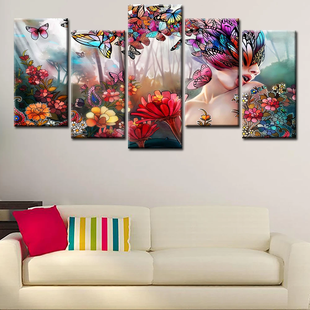 HD impreso abstracto mariposa chica 3D pintura sobre lienzo decoración de la habitación de impresión cartel foto lienzo envío gratuito
