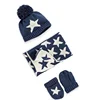 OEM Wholesale Baby Kid Boy Girl Winter Knitted Star Hat+Scarf+Gloves 3 Pieces Set