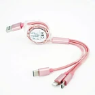 2019 New Custom logo 3 in 1 OEM 1M Fast Charger 2.1A Mobile Phone Accessories TPE Multi USB Data Cable for Mobile Phone