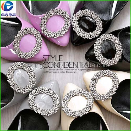 Renqing Decorative Silver Metal Rhinestone Shoe