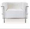 used sofa designs for living room White Leather stainless steel frame sofa