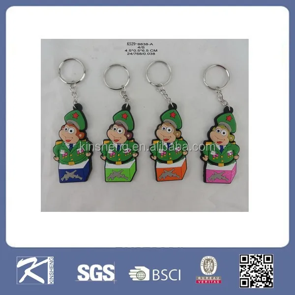 custom soft pvc keychain,soft rubber monkey police keychains