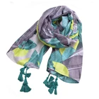 Big Green leaf printed Cotton tassel Lady latest 2018 Shawls Scarf