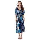 Women Floral Design Elegant Lady Fashion Chiffon Dress