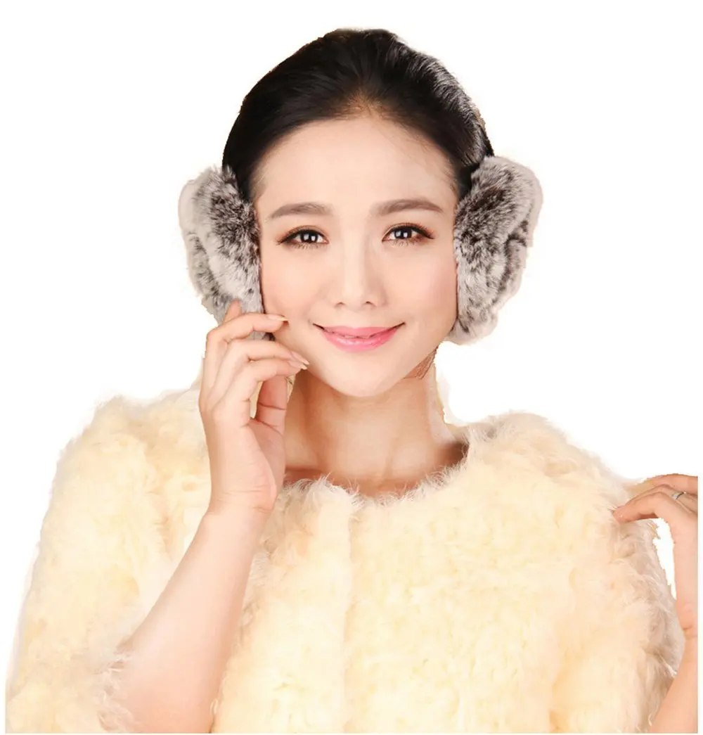 Rex Rabbit Fur Emma Earmuffs with Rosette Multicolors