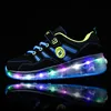 LED Lighting Retractable Wheel Roller Shoes For Kids Kids Light Up Sole Skate Sports Sneakers Hot Sale