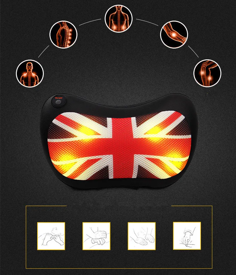 Portable Car Headrest, PU & Hood Car Seat Cushion Cushion Head Massager Electric Lumbar Neck Warmer (16)