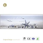 New design chinese handmade 3d blue sea scenery oil painting , chinese modern wall painting, decorative paper for walls