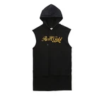 Custom short sleeveless hoodie hot stamping sweatshirt wholesale china