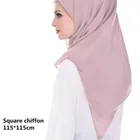 B273 Women Plain Chiffon Scarf Hijab Wrap Print Solid Color Shawls Headband Muslim Scarf