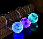 Creative LED colorful light crystal key chain football basketball globe advertising key chain pendant wholesale