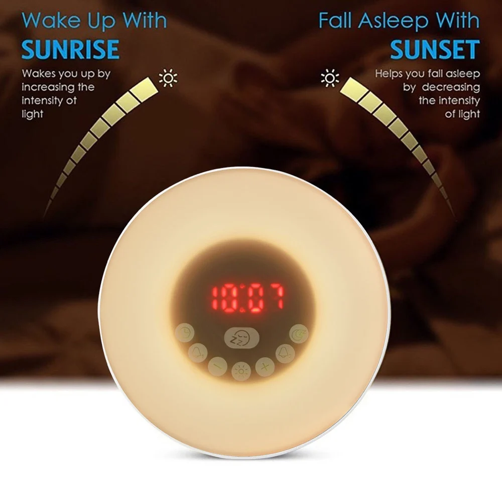 Alarm clock led light desktop touch wireless speaker for quran with night lamp stereo sound BT 4.2 wake up bell - ANKUX.COM