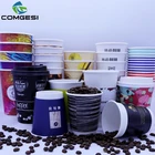 Eco friendly expresso coffee with lid beverage custom brand logo insulated material paper cup