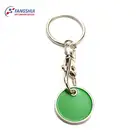 Quality supplier zinc alloy metal color filled key chains custom european trolley supermarket coin keychain