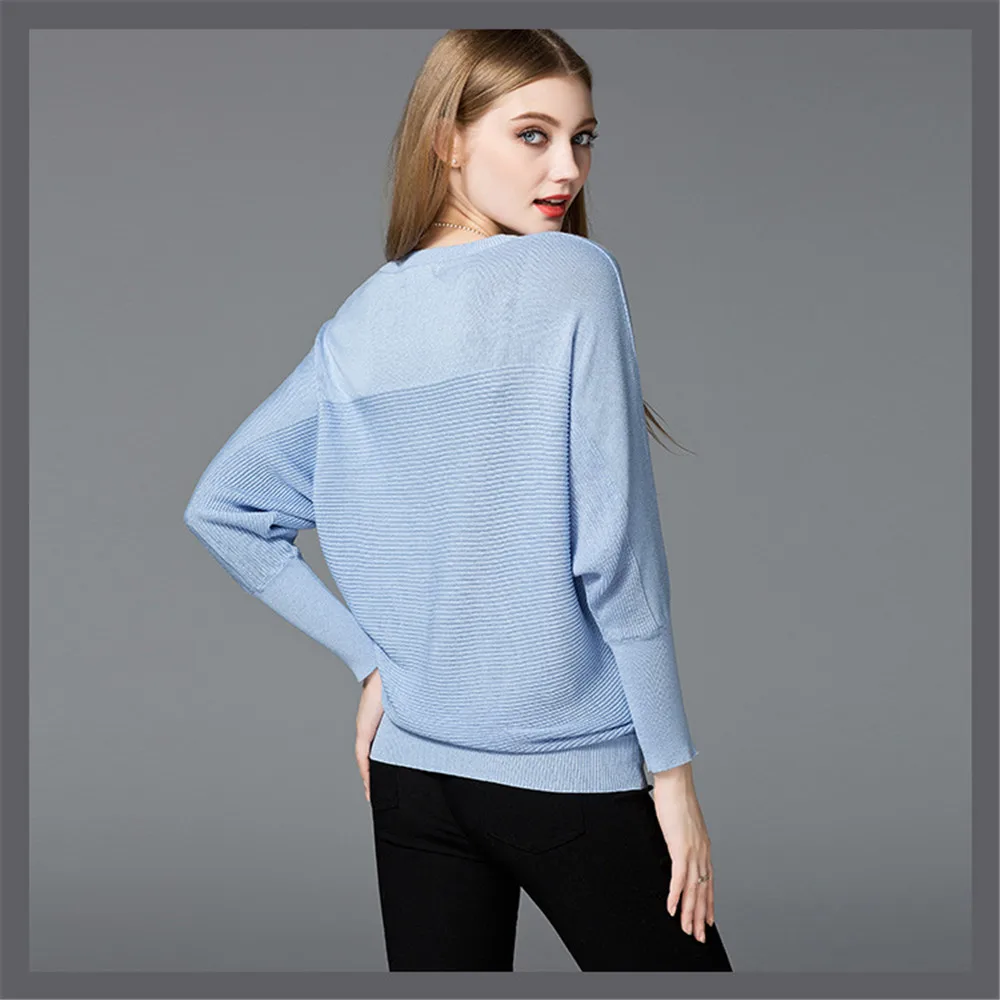Cotton Women Blouses 2018 Spring Modal Pullover loose Blouse Women O-neck Knitted Blouse Women Batwing sleeve Sweater Shirt (15)