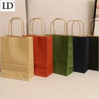 Brown Paper Bag Handle Wholesale Custom Logo Printed Grocery Packaging Craft Brown Kraft Paper Shopping Bag with Handle