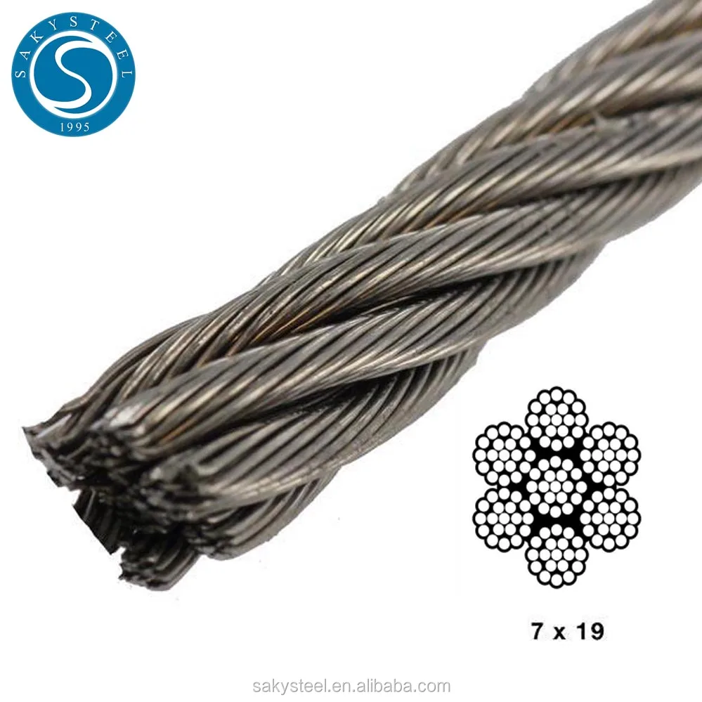 1x19 Stainless Steel Wire Rope Price Cable Rigging 100 meters of 2mm Wire Rope