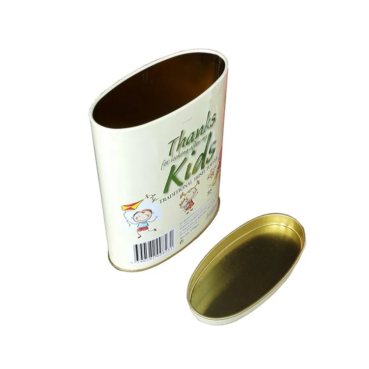 oval shape metal tin box for candy
