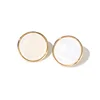KM women jewelry design gold earrings tops round circle shell ring opal stud earrings