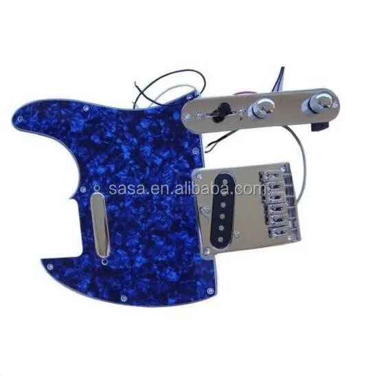 loaded blue pearloid tele pickguard bridge pickup control for