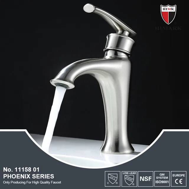 himark brushed nickel single handle brass bathroom sink faucets