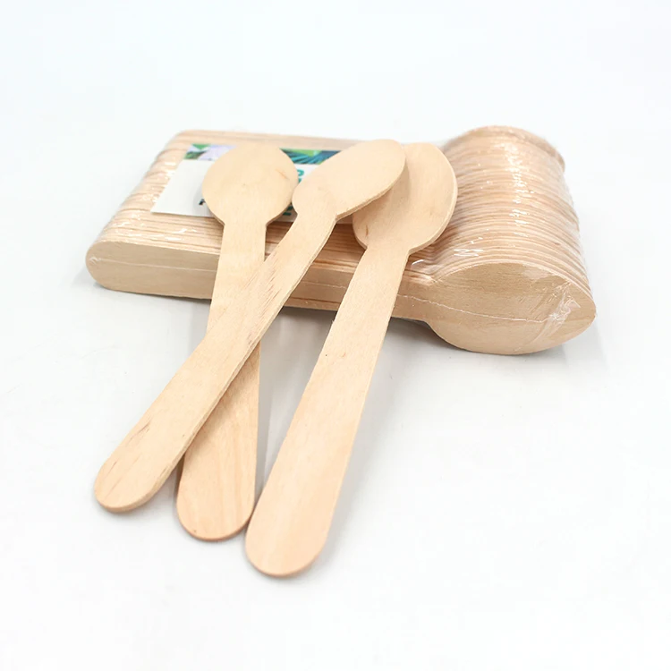 Wholesale 140Mm Disposable Wooden Spoon Set Fork And Spoon Packed In Stock