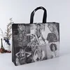 young fashion girls beauty image black and white nonwoven clothes tote foldable shopping bag