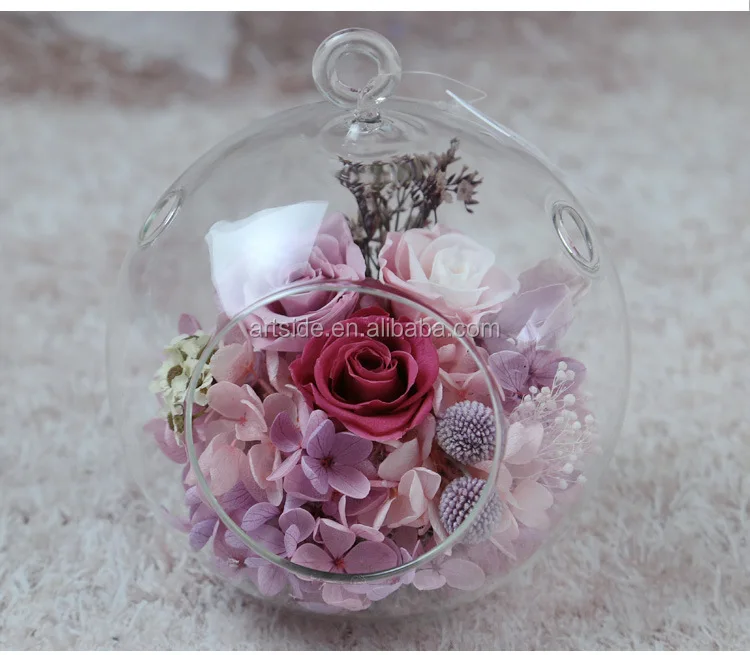 preserved rose flower & crystal ball,gift ideas for her & sweet