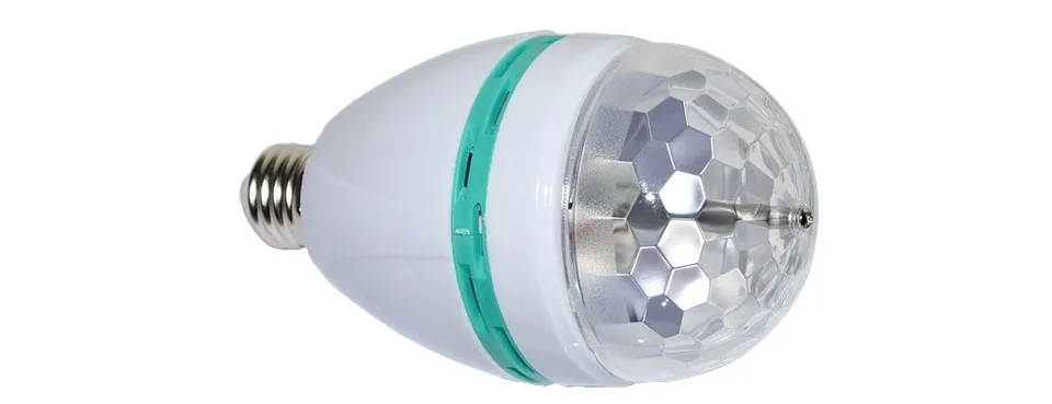 NEW Style RGB Full Color E27 3W AC 110V 220V LED Bulb Crystal Auto Rotating Stage Effect DJ Mini Laser Disco Stage light lamp