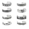 Wholesale Fashion Jewelry Vintage Flower Stainless Steel Toe Rings Totem Pattern Korea Metal Adjustable Toe Ring For Women