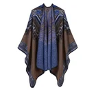 OEM women stole winter Cashmere Poncho retro cape blanket scarf for ladies 0519028
