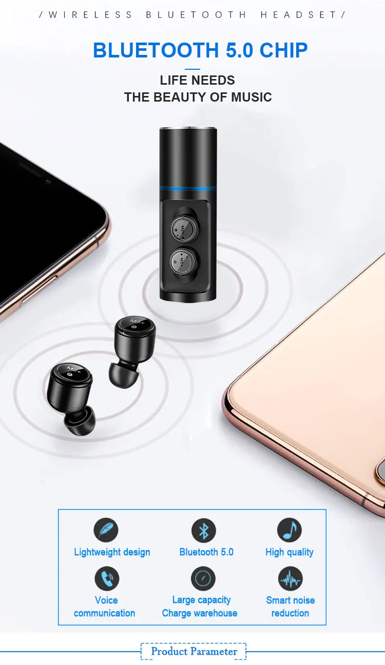 High Quality Hifi 5.0 TWS Realtek Chip Auriculares Wireless Earphone Waterproof with Charging Box - ANKUX.COM