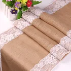 Vintage White Christmas Lace Jute Linen Hessian Burlap Country Event Party Supplies Wedding Decoration Table Cloth Runner