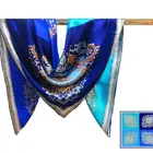Female Satin Scarf Silk Feel Square Neck Hand