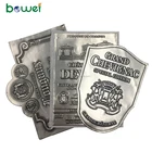 Custom printing bottle label stick soft pewter tin aluminum sticker metal bottle labels